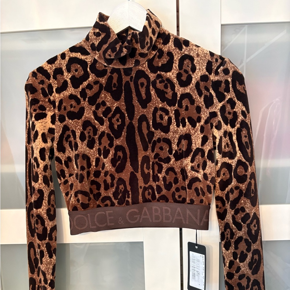 Dolce & Gabbana Brown Leopard Crop Top NWT - Picture 2 of 7